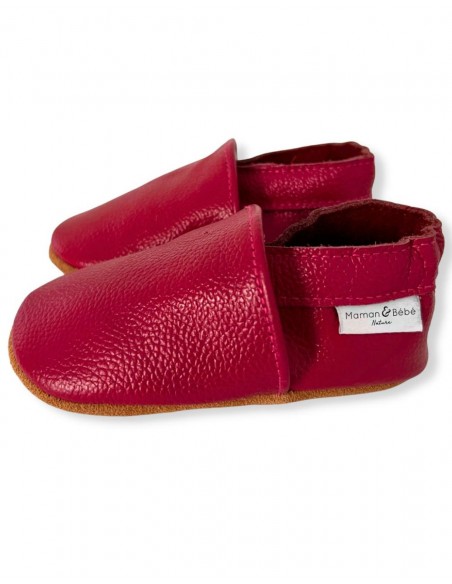 Zapatilla de bebé de cuero suave - cereza