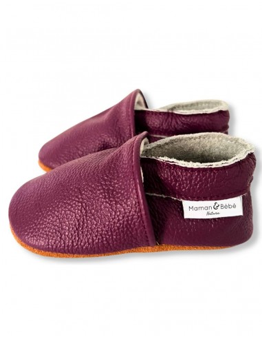 Weiche Leder-Baby-Slipper - Pflaume