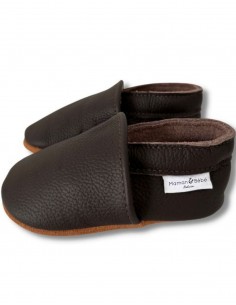 Soft Leather Baby Slipper - Brown