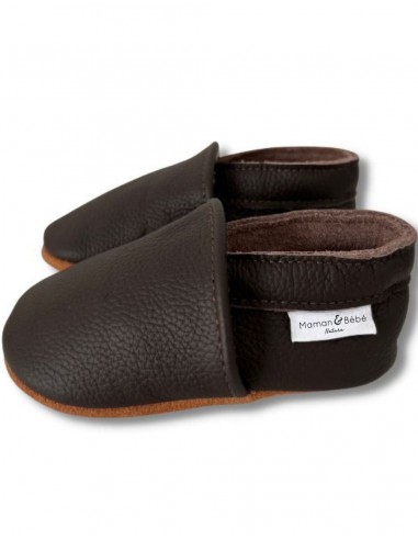 Soft Leather Baby Slipper - Brown