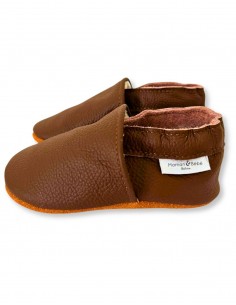 Zachte lederen baby slipper - chocolade
