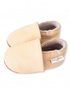 Zachte lederen baby slipper - crème