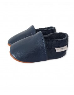 Champon de cuero suave bebé - marino