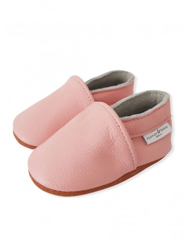 Chausson bébé en cuir souple - Barbe à papa