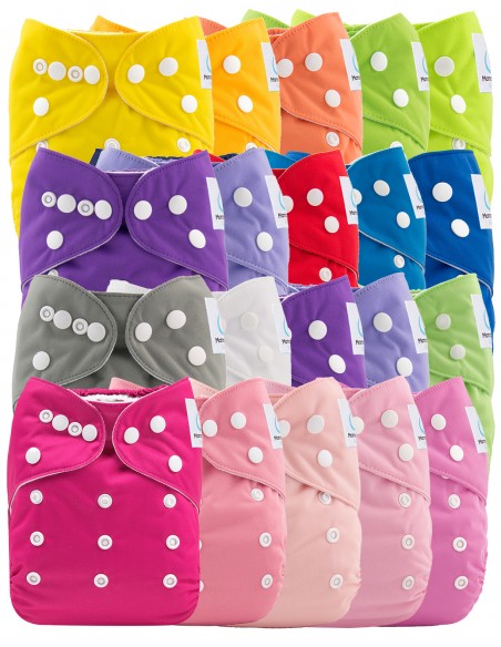 Lot de 20 couches lavables évolutives Te1 pas cher | Unies pour garçon