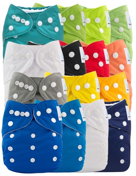 Lot of 15 Pocket diapers one-size solid boy + 15 inserts