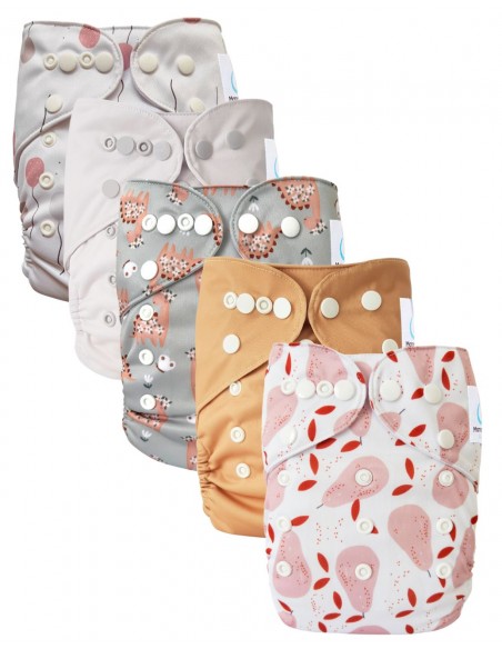 Lot de 5 couches lavables évolutives avec leur inserts ultra absorbants