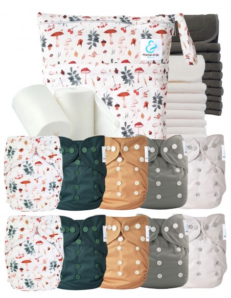 Vollpaket windeln Waschbare Bambuseinsätze Wasserdichte Tasche und Schutzsegel