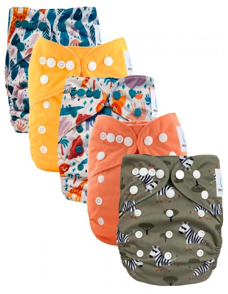 Lot de 5 couches lavables évolutives avec leur inserts ultra absorbants