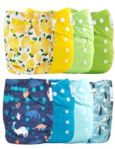 Lot of 8 Scalable Pockets Diapers + 8 microfiber inserts