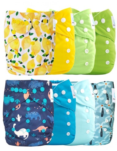 Lot de 8 couches lavables évolutives + 8 inserts microfibre