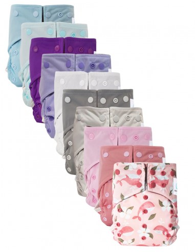 Lot de 10 Couches lavables intégrales évolutives tout en un insert en bambou Capucine