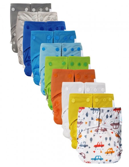 Lot de 10 Couches lavables intégrales évolutives tout en un insert en bambou Astor