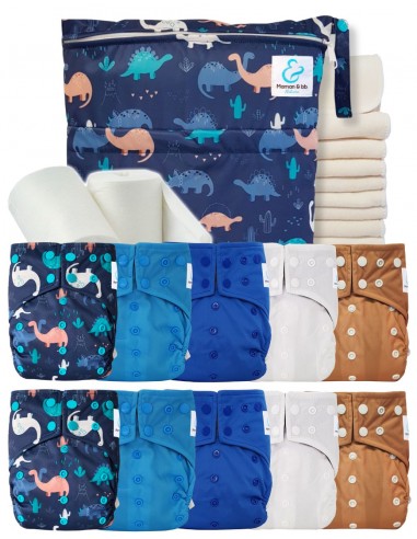 Volles pack 10 windeln Vollwaschbar + Bambuseinsatz Wasserdichte Tasche und Schutzhälften