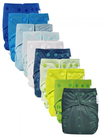 Lot de 10 Couches lavables intégrales évolutives tout en un insert en bambou Cold