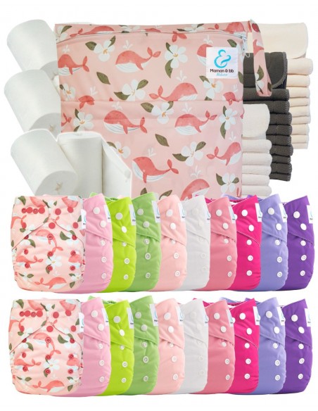 Mega Pack 20 washable layers + inserts + protective sails and waterproof bag