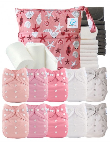 Pack complet tons bleus 10 couches lavables inserts sac imperméable