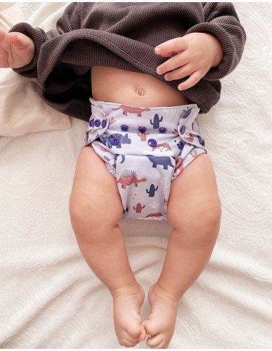 Lot 10 couches lavables tout en deux Te2 à doubles goussets + 10 inserts en bambou