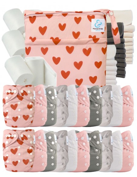 Mega Pack 20 pañales Lavable + inserciones + velas protectoras y bolsa impermeable