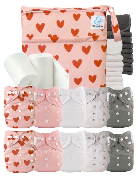 Pack complet couches lavables bambou inserts sac imperméable et voiles de protection