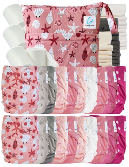 MEGA PACK PAYABLE Layables TE2 + 10 insertos de bambú + 10 insertos de microfibra + bolsa impermeable + velas protectoras