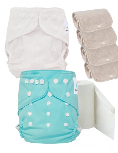 Pack Discovery Washable Diapers Te2 Certified Oeko Tex® + 4 cotton inserts + protection sails