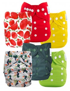 Lot de Couches lavables te1 évolutives et inserts tons roses