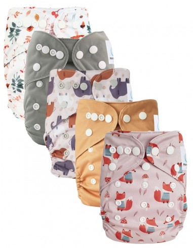 Set of 5 Scalable Pockets Diapers with their ultra-absorbent inserts