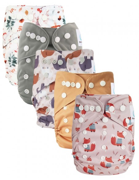 Lot de 5 couches lavables évolutives avec leur inserts ultra absorbants