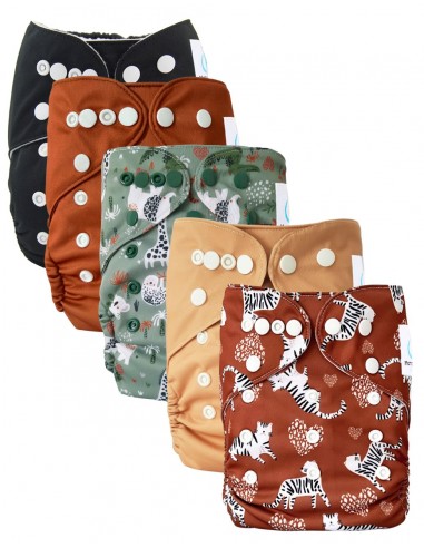 Lot de 5 couches lavables évolutives avec leur inserts ultra absorbants