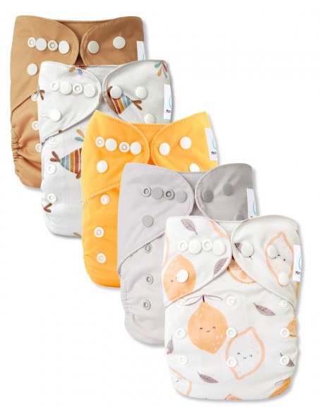 Lot de 5 couches lavables évolutives avec leur inserts ultra absorbants