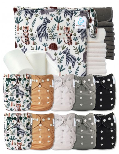 Paquete completo pañales Inserciones de bambú lavable inserta bolsa impermeable y velas protectoras