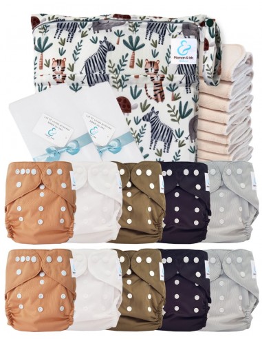 Complete Pack Washable Layers Te2 Certified Oeko Tex® + 10 Cotton Inserts + Waterproof Bag + Protective Sails