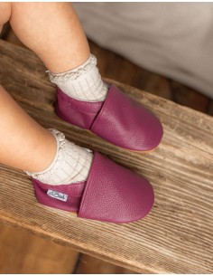 Soft Leather Baby Slipper - plum 2