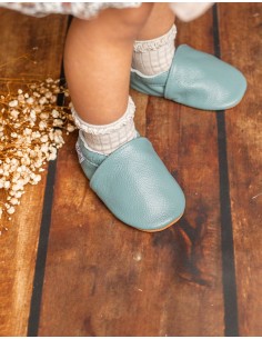 Soft Leather Baby Slipper - Turquoise 2
