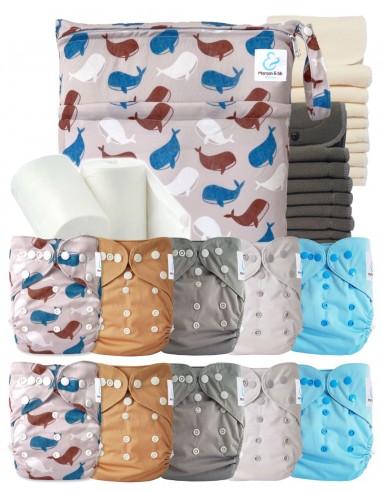 Pack complet couches lavables TE2 motif nautilus