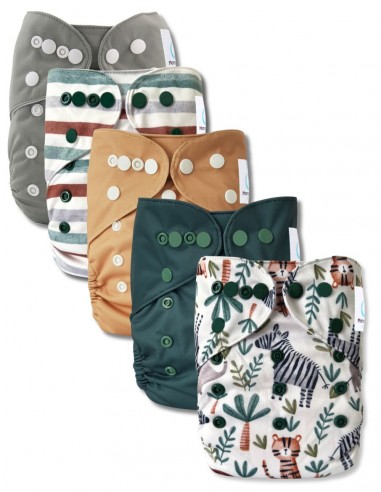 Lot de 5 couches lavables évolutives avec leur inserts ultra absorbants