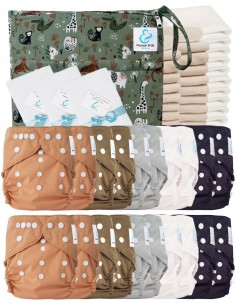 Paquete completo pañales Lavable TE2 certificado Oeko Tex® + 20 insertos de algodón + 10 inserciones de bambú + bolsa + velas pr