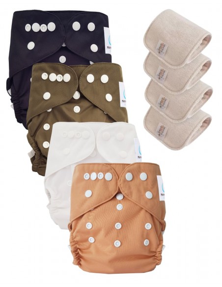 Lot of 4 Cover diapers and 4 inserts designed from Oeko Tex certified materials