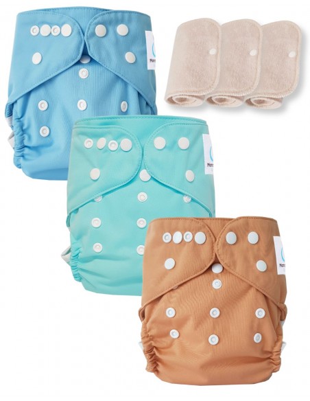Set of 3 washable washable layers Oeko Tex and 3 cotton inserts Oeko Tex