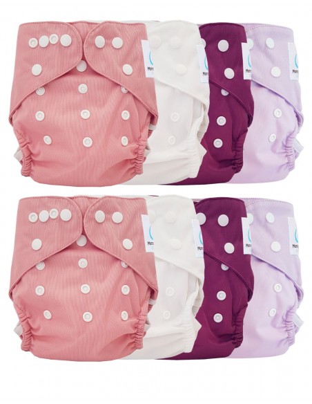 Lot de 8 couches lavables certifiées Oeko Tex et 4 inserts en coton Oeko tex®