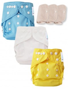 Conjunto de 3 capas lavables lavables Oeko Tex y 3 inserciones de algodón Oeko Tex