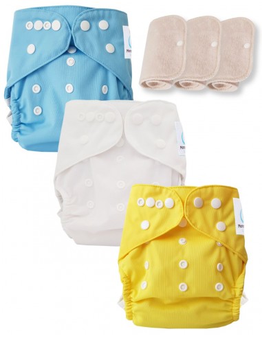 Set of 3 washable Cover diapers Oeko Tex and 3 cotton inserts Oeko Tex