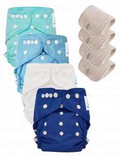 Lot of 4 washable layers and 4 inserts designed from Oeko Tex certified materials