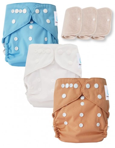 Set of 3 washable washable layers Oeko Tex and 3 cotton inserts Oeko Tex