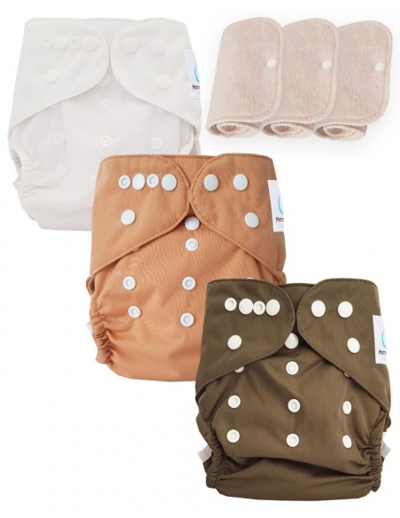 Conjunto de 3 capas lavables lavables Oeko Tex y 3 inserciones de algodón Oeko Tex