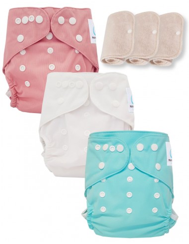 Lot de 3 couches lavables certifiées Oeko Tex et 3 inserts en coton Oeko tex