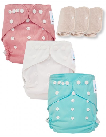 Lot de 3 couches lavables certifiées Oeko Tex et 3 inserts en coton Oeko tex