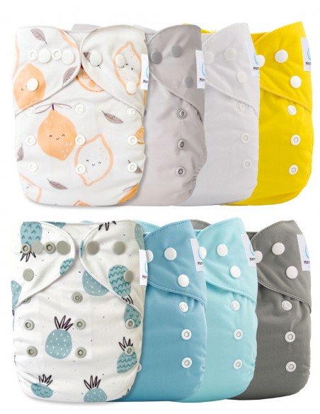 Lot de 8 couches lavables évolutives + 8 inserts microfibre