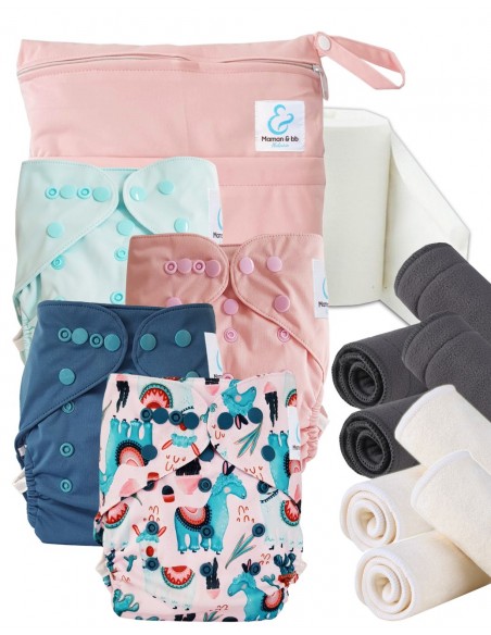 Iniciar y go TE2 Kit de lanzamiento de capa lavable con inserciones de bambú